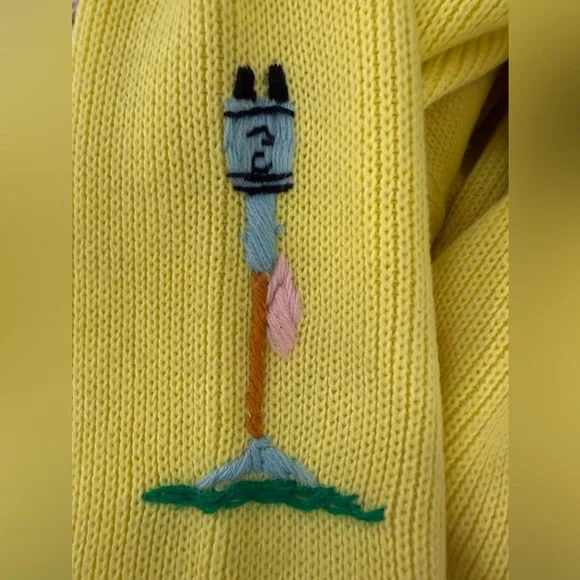 Andreno Argenti Vintage Yellow Embroidered Golf Cardigan M - Picture 5 of 13